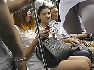 This XXX upskirt action was filmed in the subway