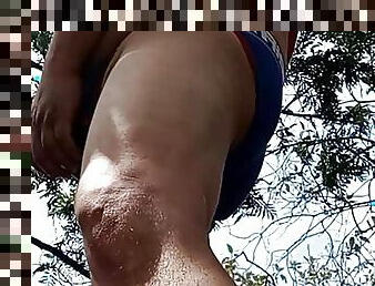 Chubby exhibitionist in the park masturbation small dick and smoke