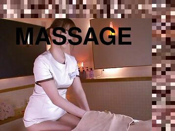 In the massage parlor for a handjob from a cute Asian