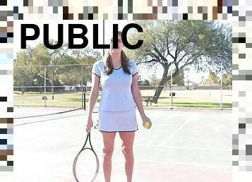 Bad Girl Plays Tennis Naked on a Public Court