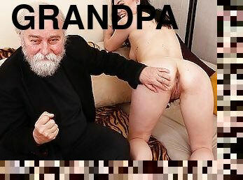 74 years old grandpa fucks cute teen