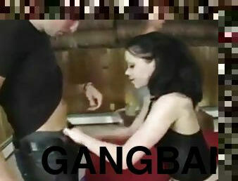 Goth girl get gangbanged