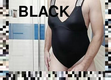 Sexy Black thong shiny swimsuit