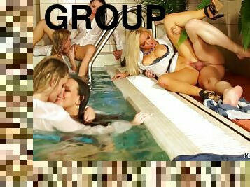 Appealing cock hungry pornstars being nailed in a pool party.