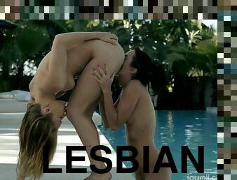 Lesbian Poolside Fantasy Gina and Alysa