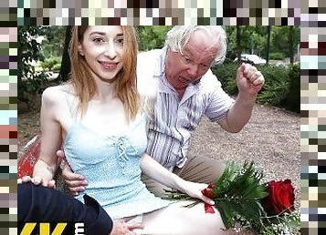 HUNT4K. Old man takes cash and watches how stranger fucks his sexy GF
