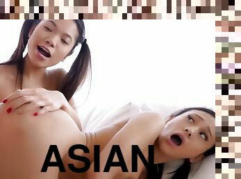 Threesome sex with tiny Asian teens Jasmine and Vina