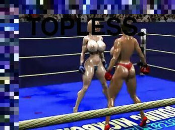 Female topless boxing beatdown