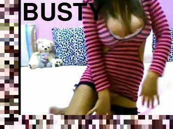 Busty brazilian babe stripping  teasing on cam
