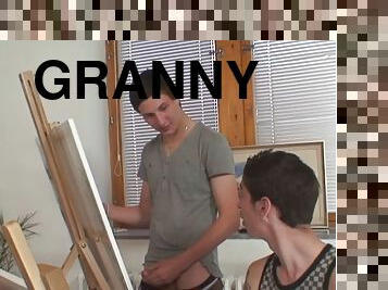Old nude granny and teen boys threesome
