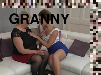 Granny teaching young girl lesbian sex