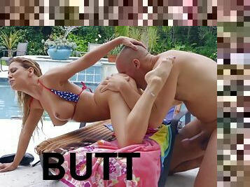 Big bottomed mom Cherie Deville gets fucked hard at the pool
