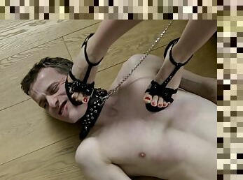 Considerate Russian diva in high heels stepping on her slave face in femdom porn