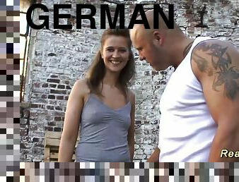 Cute german teen loves big cock outdoor sex and extreme deepthroat job