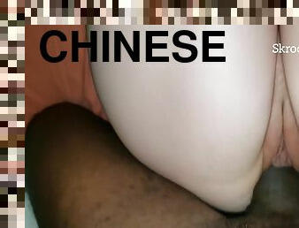 asiatisk, røv, kæmpestor-pik, blandede-racer, creampie, synsvinkel, kinesisk