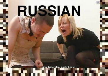Foot fetish Russian femdom dame giving her slave superb teases