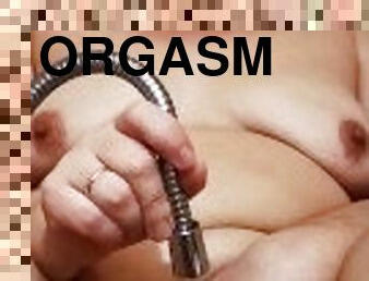 Long Sensuous Shower Masturbation until Hard Pulsating Orgasm. Pink Swollen Pussy Contractions