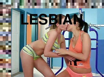 Sex hungry lesbian girls having an amzing sex in gym