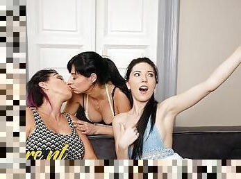 Horny Teen Joins Lesbian Couple And Has Her First Lesbian Threesome