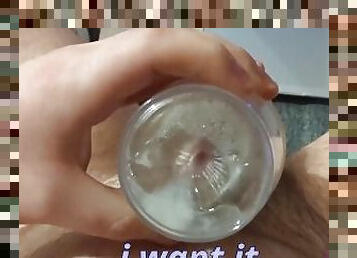 Using my fleshlight to cum twice and eat it (with captions)