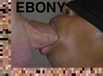 Perfect ebony mouth to cum inside