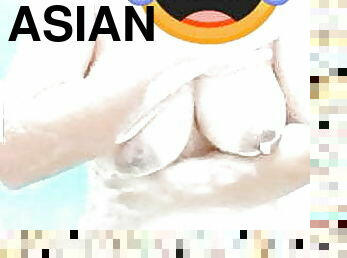 asiatisk, røv, store-patter, brystvorter, thailænder, naturlig, patter