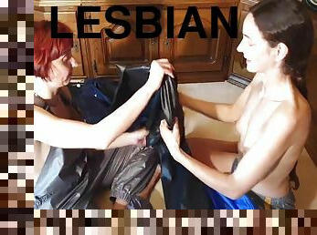 lesbisk, strømper, fetish, brunette
