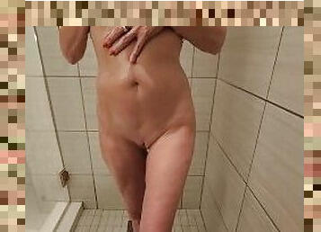 Hotwife getting filmed showering. Cougar showering with younger husband