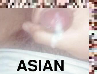 asiatisk, onani, student, sperm, pik