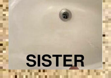 Taking a piss in step mom’s private sink by now she’s used to the smell step sister next