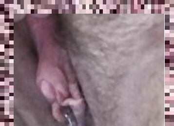 Touching my hard t-dick before pissing