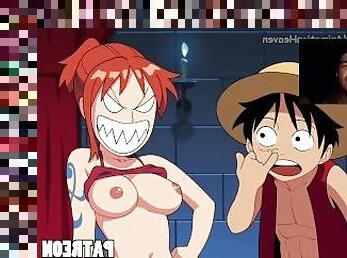 Nami tries to take Luffy's treasure and ends up getting fucked and filled with cum uncensored remake