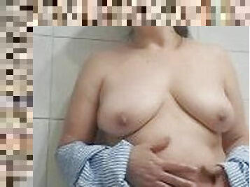 My daughter's husband was in the bathroom, he fucked me hard, he was very horny and wet.