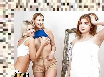 DYKE4K. Three beautiful lesbian babies enjoy lovemaking with pussy licking