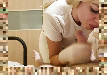 Blowjob by a nurse in latex gloves while eating a candy - teaser
