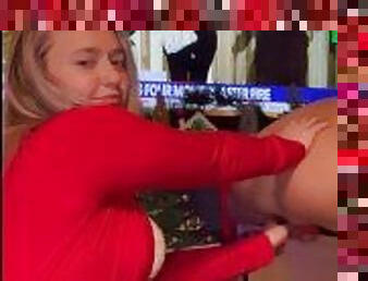 Blonde gets coal for Christmas … so she busts  his balls until they  turn into coal