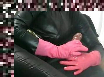 Pink Rubber Gloves Smoking 100´s Fetish Wife
