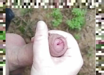 outdoor handjob from girl and cumshot after catheterization