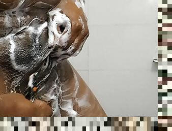 Indian nude bath and full body with genitals shaving 