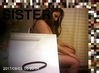 Sister Spycam Caught Pissing And Showering After Pool