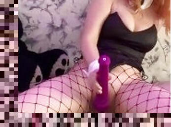 I love to play with my pussy and a huge vibrator