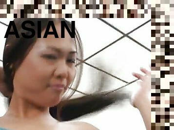 Lovely Asian babe gives hot POV blowjob