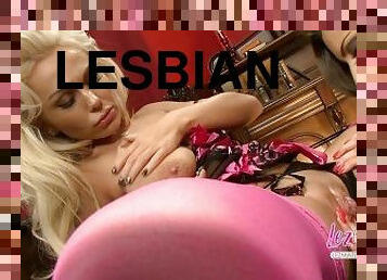 Small tits lesbian teaches her big tits friend to relax