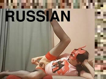 Russian shemale with sex toy