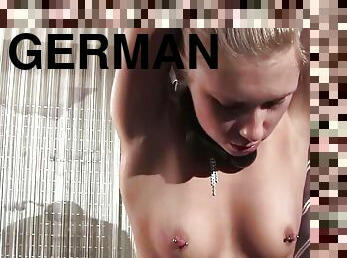 A cute and slim German teen loves eating cum from her punisher