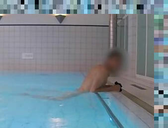 2022-05 / Alone in a hotel's wellness pool - underwater massage jet masturbation
