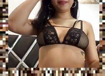 Sexy Latina step sis brother FaceTimes and rides a dildo