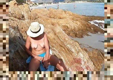Risky sex at public beach girl caught masturbating
