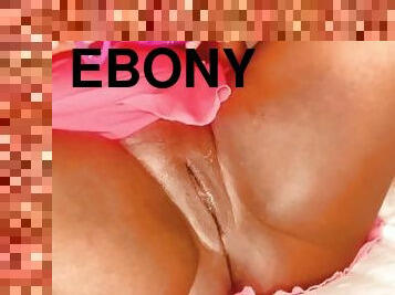 Ebony fucks herself hard with big black dildo and new toy ????