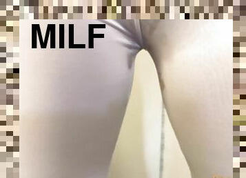 Hot milf gets a hard fuck before jogging! I gave him a pussy job and he came in my leggings POV